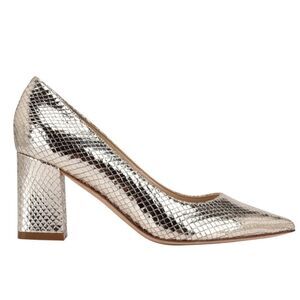 NWT Marc Fisher Metallic Silver Block Heels